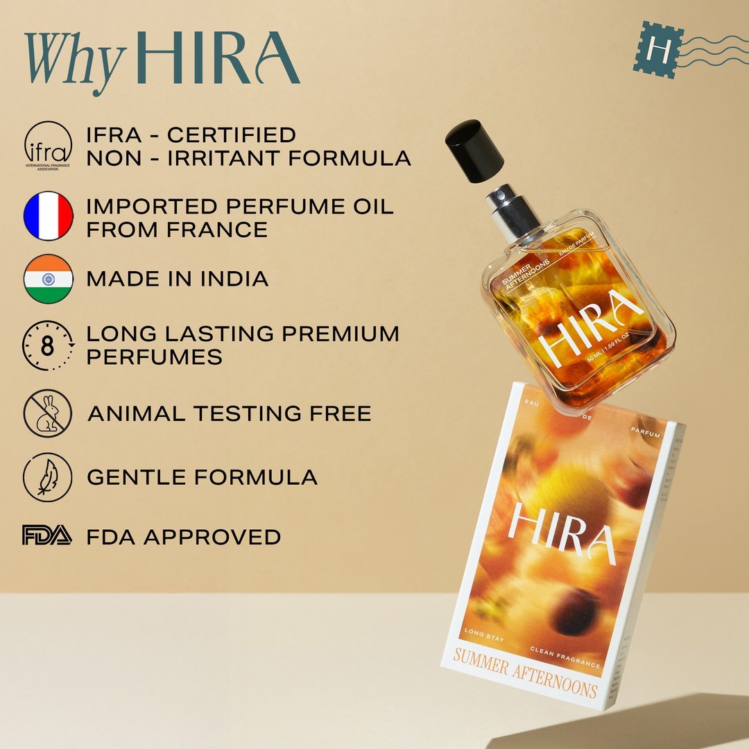 Summer Afternoons Eau De Parfum | Citrus Oriental Long Lasting Perfume for Men and Women - 50ml - HIRA FRAGRANCES