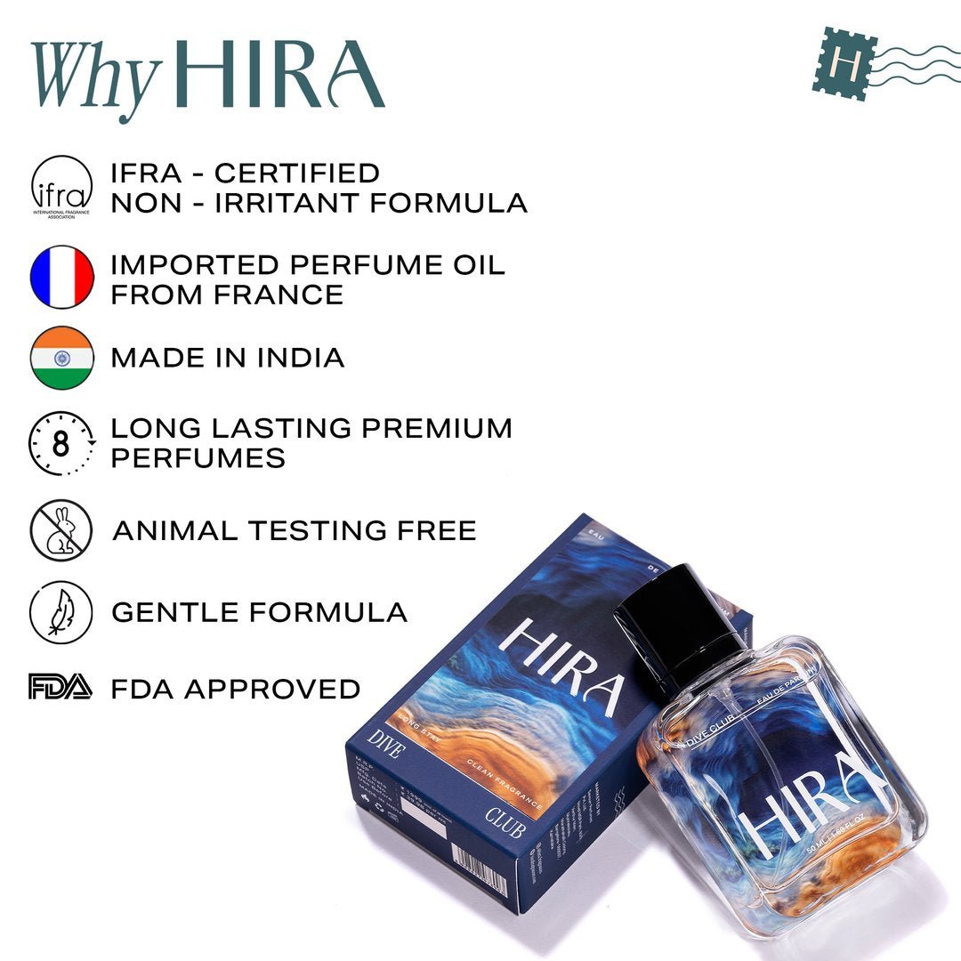 Dive Club Eau De Parfum | Woody Aromatic Long Lasting Perfume for Men - 50ml - HIRA FRAGRANCES