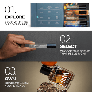 Discovery Set for Him | 4 Premium Fragrances | Dive Club, Oak & Smoke, Off the Grid, & After Hours - 4 X 10ML - HIRA FRAGRANCES