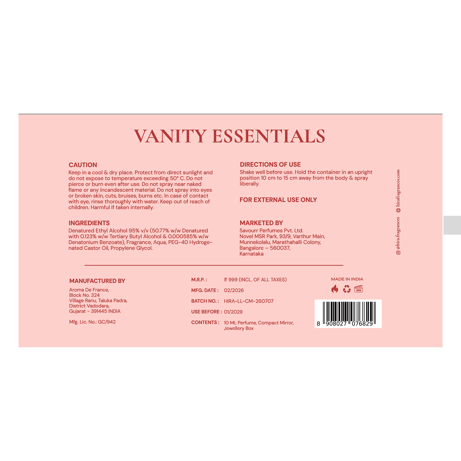 HIRA Rakhi Hamper for Her – Vanity Essentials - HIRA FRAGRANCES